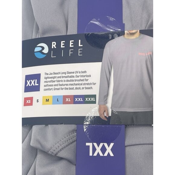 Reel Life Shirt Mens Size XXL 2XL Gray Long Sleeve UPF Sun Protection - Picture 4 of 4